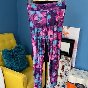 Vibrant Multicolor Leggings or workout pants  girls size large 12-14